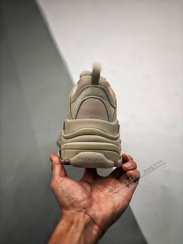 Balenciaga經典款男女鞋 巴黎世家頂級版本Triple S大底LOGO米灰老爹鞋 Balenciaga情侶款老爹鞋  hdbl1206